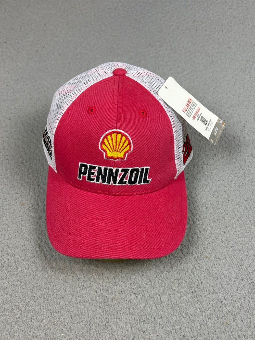 Joey Logano #22 Nascar Pennzoil Shell Penske Team Red White Mesh Hat Cap Racing